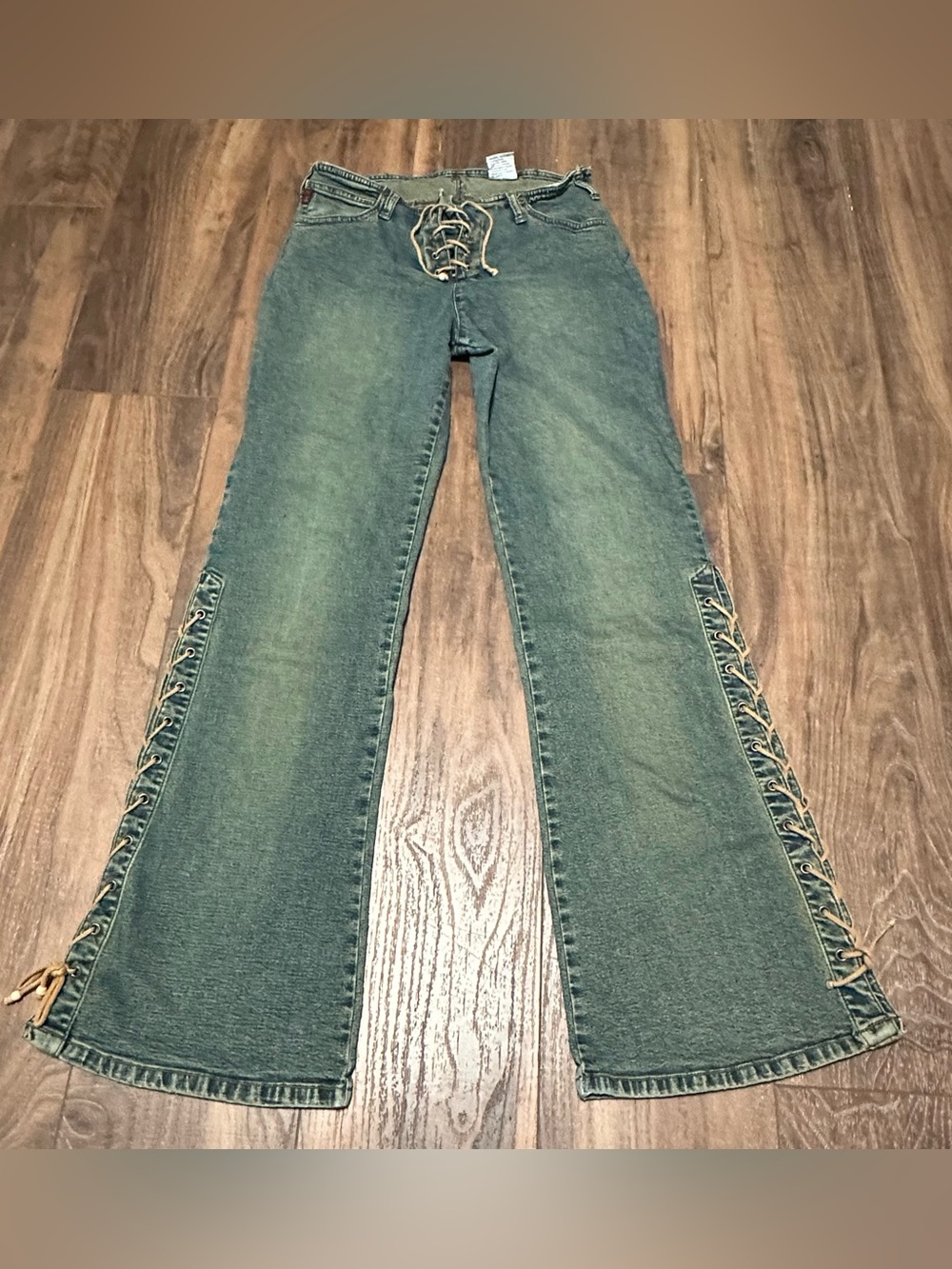 RARE Mudd Y2K Lace Up Flare Jeans Size 15 Side Laces Vintage Retro Cool